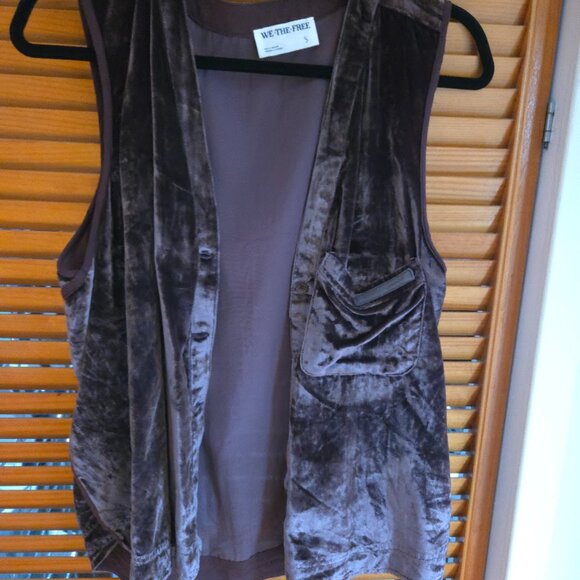 Free People Dark Purple Velvet Vest - Picture 1 of 3